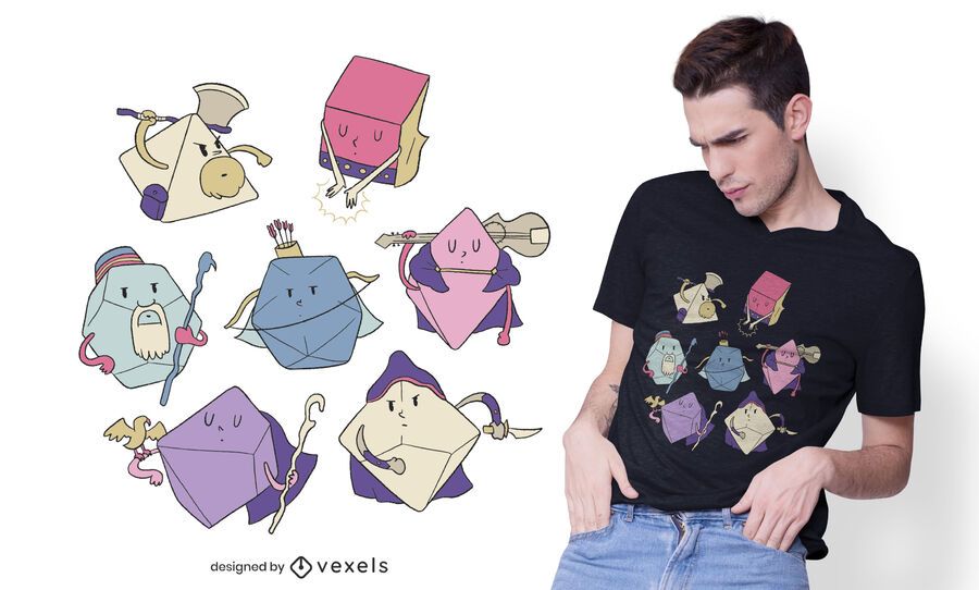 Dice characters t-shirt design Dice characters t-shirt design
