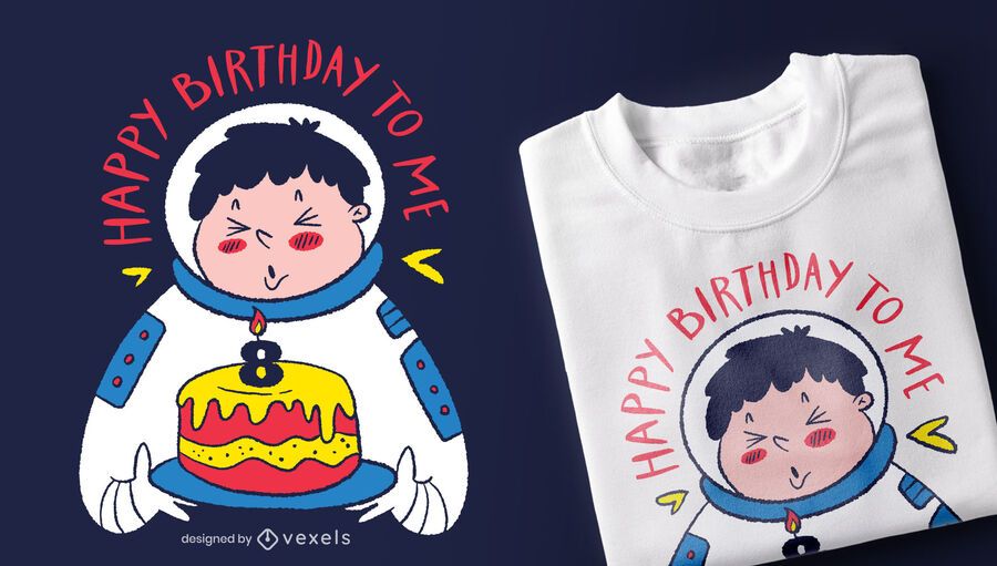 Design de camiseta de astronauta de aniversário Design de camiseta de astronauta de aniversário