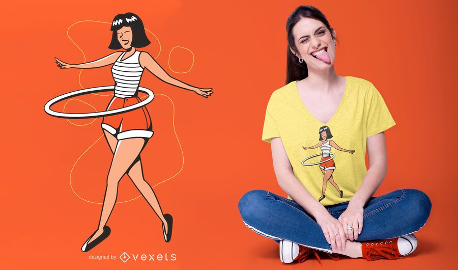 Girl hula hoop t-shirt design Girl hula hoop t-shirt design
