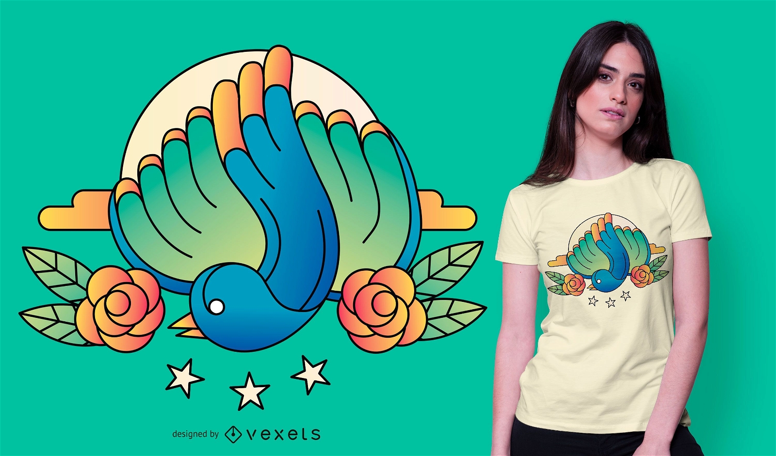 Blue Bird Emblem T-shirt Design