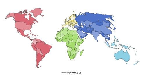 world continents map illustration design