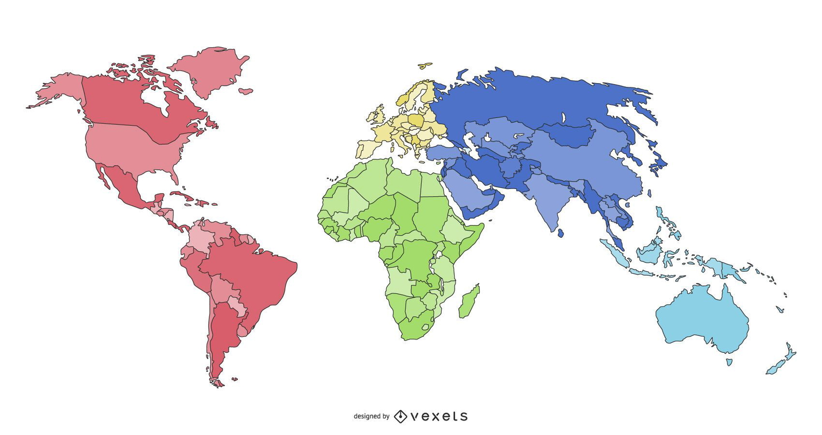 Projeto Da Ilustração Do Mapa Dos Continentes Do Mundo Baixar Vector