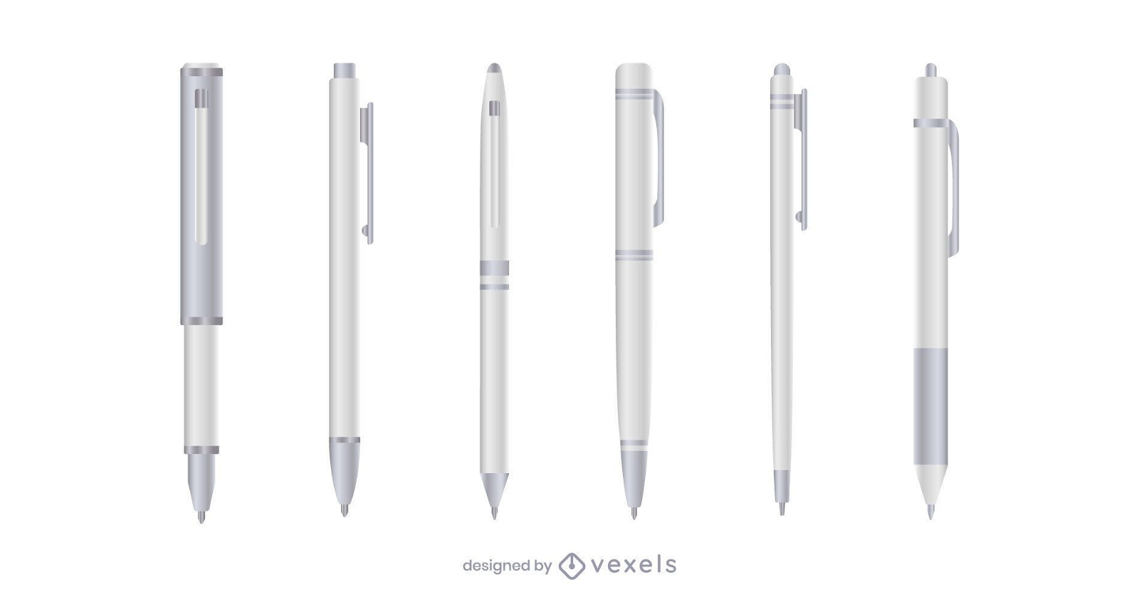 White realistic pen set