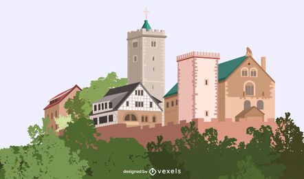 Wartburg Castle Illustration Wartburg Castle Illustration