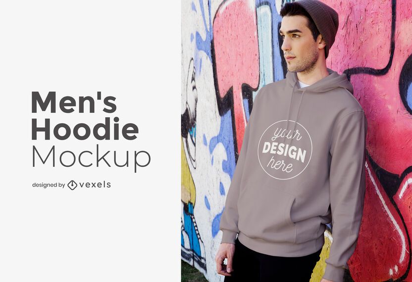 Maqueta de sudadera con capucha modelo para hombre Maqueta de sudadera con capucha modelo para hombre