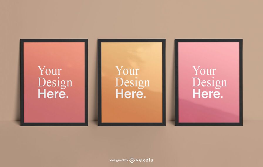 Framed poster mockup set Framed poster mockup set