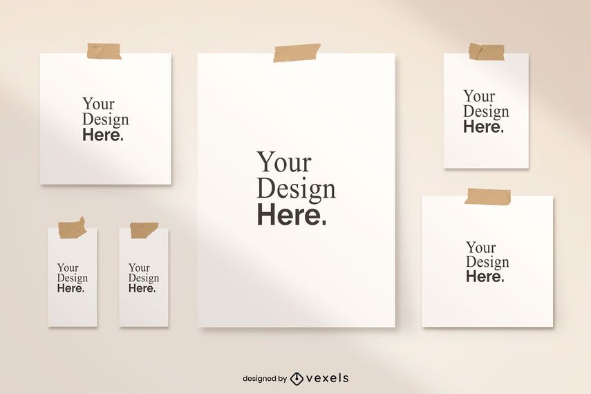 Taped poster mockup set design Taped poster mockup set design
