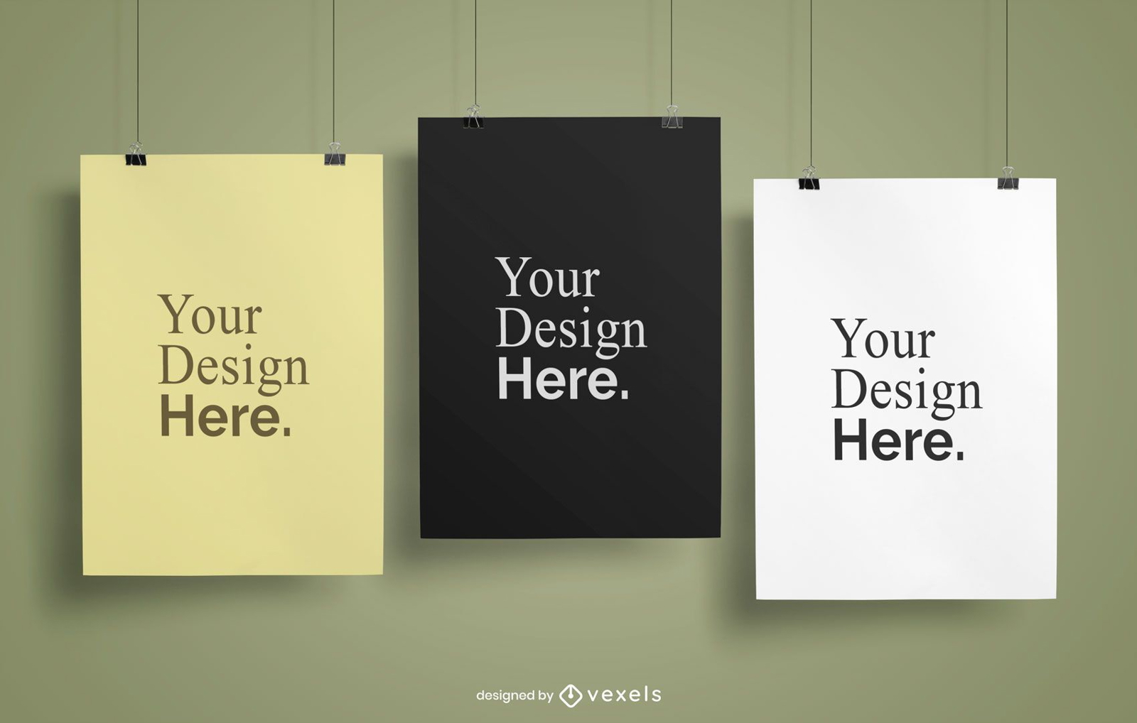 Hanging poster set mockup