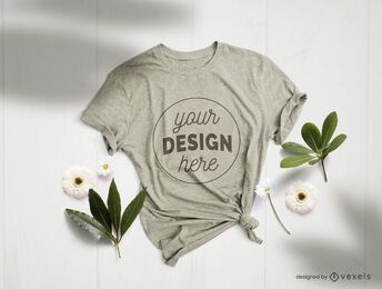 T-shirt flowers mockup composition