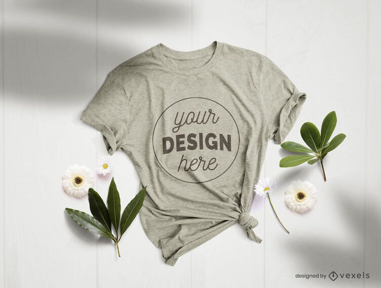 T-shirt flowers mockup composition T-shirt flowers mockup composition