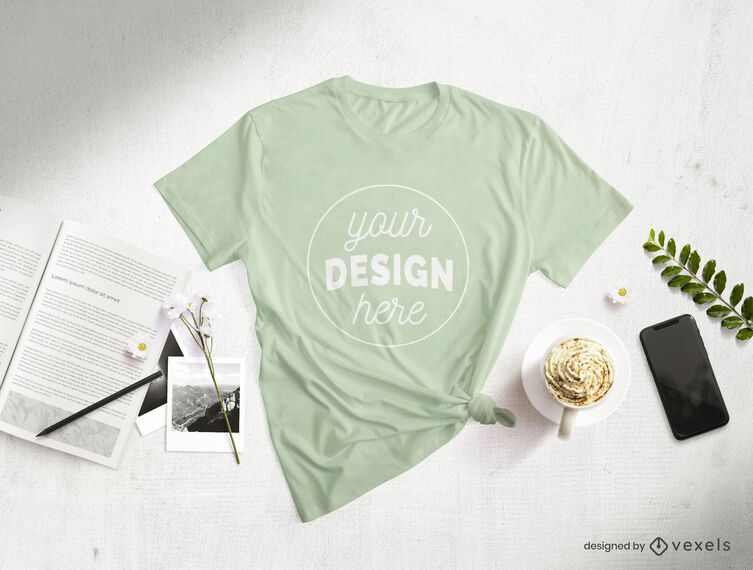 Composição de maquete de fotografia de t-shirt Composição de maquete de fotografia de t-shirt