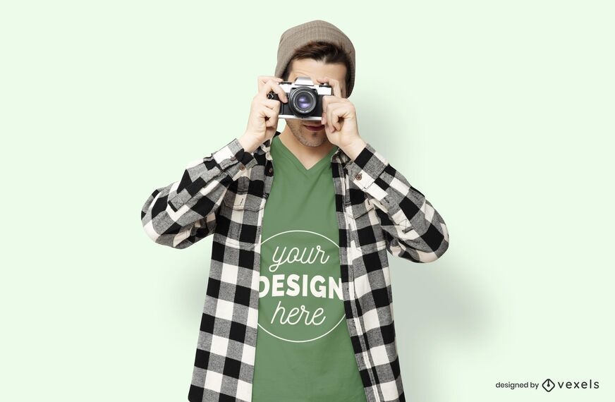 Download Male Model Camera T-shirt Mockup - PSD Mockup Download