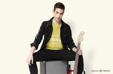 Maqueta de camiseta de guitarra modelo