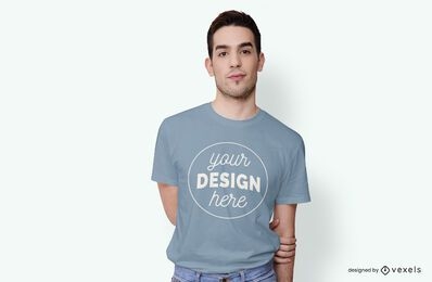 Male Model T-shirt Mockup Design PSD Editable Template