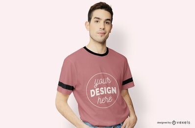 Male Model Mockup T-shirt PSD Editable Template
