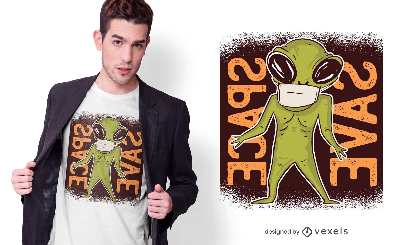 Diseño de camiseta alienígena mascarilla
