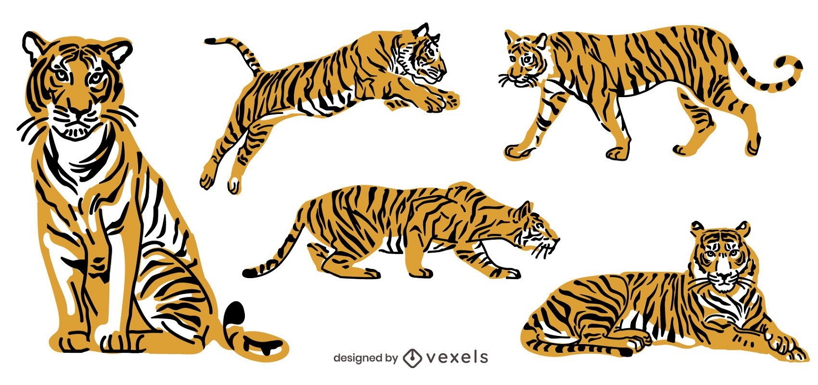Pacote de animais de ilustração de tigres