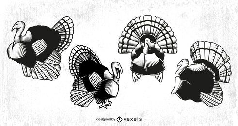 Thanksgiving turkey animal set