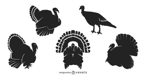 Download Thanksgiving Turkey Silhouette Set Vector Download
