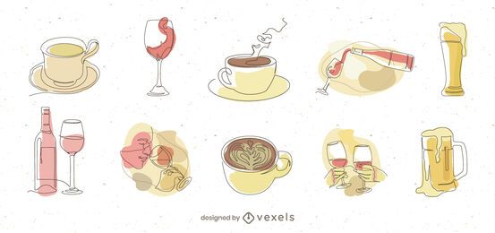 Restaurant Drinks Elements Illustration Pack Restaurant Drinks Elements Illustration Pack