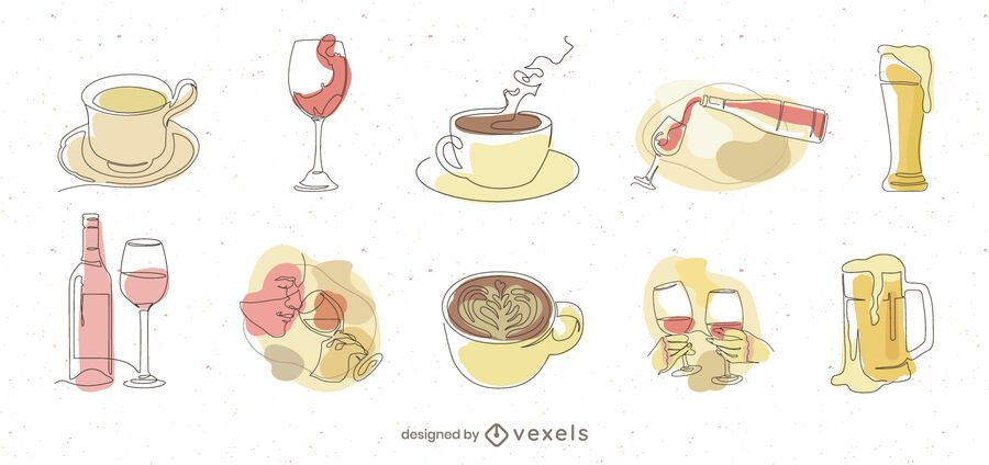 Paquete de ilustración de elementos de bebidas de restaurante Paquete de ilustración de elementos de bebidas de restaurante