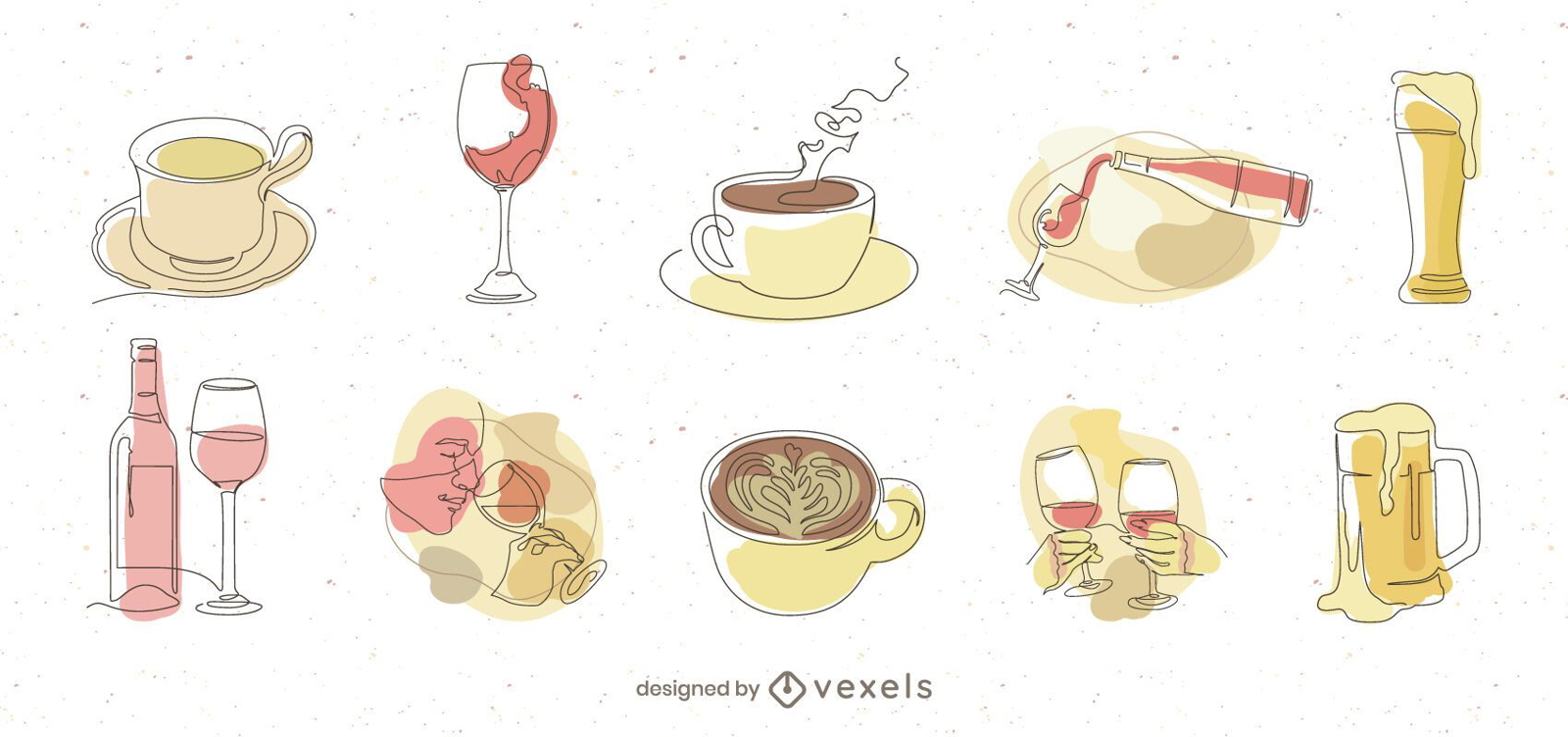 Paquete de ilustración de elementos de bebidas de restaurante