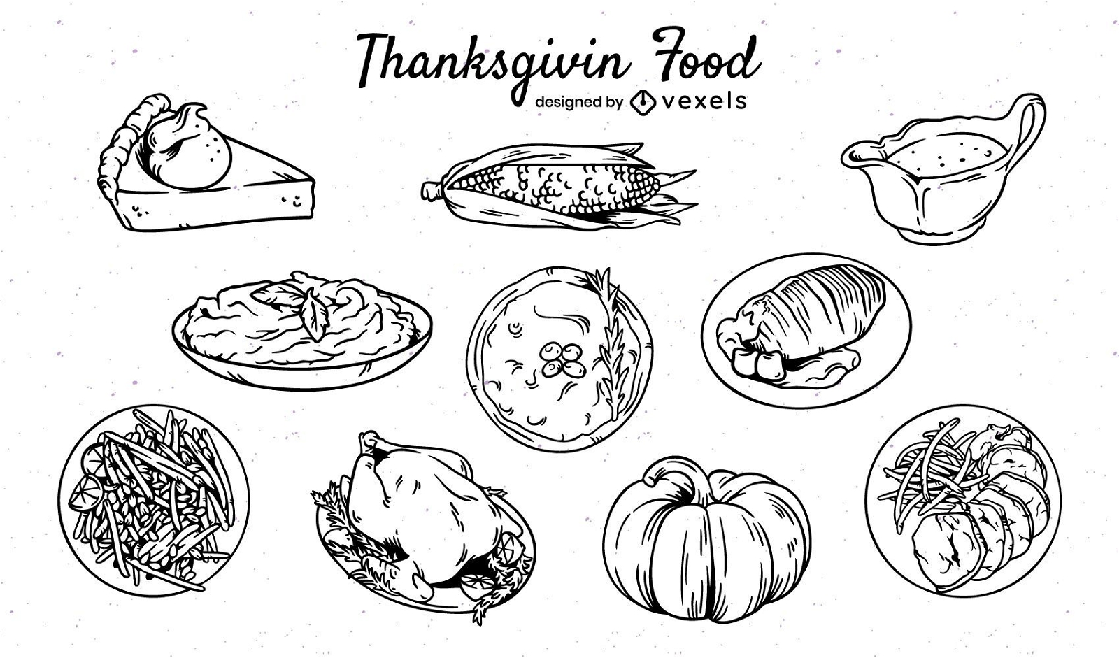 Thanksgiving food hand drawn set