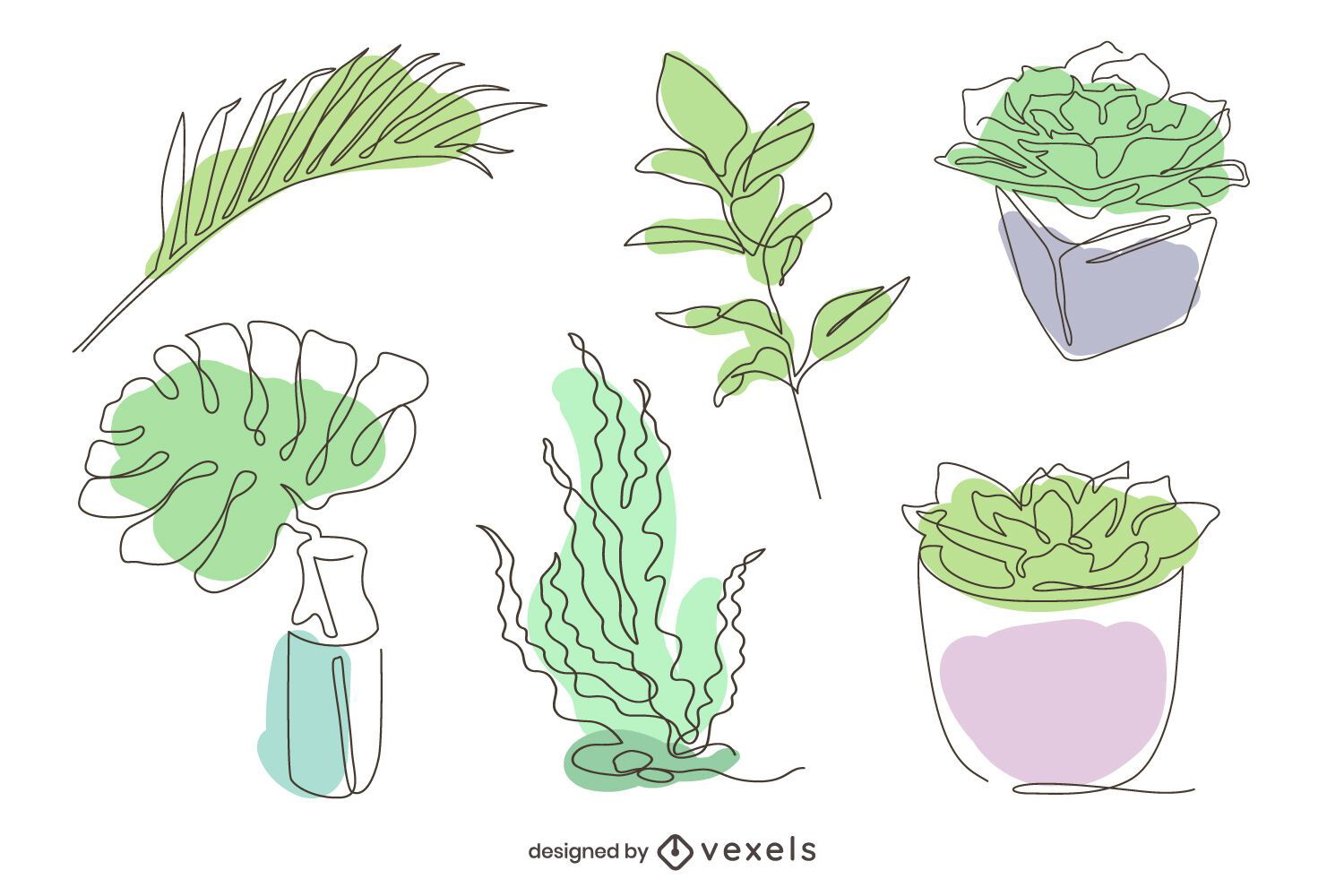 Pacote de projeto ilustrado de plantas