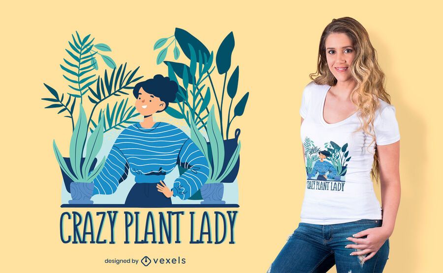 Design de t-shirt de senhora de planta louca Design de t-shirt de senhora de planta louca