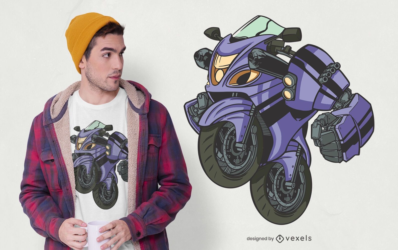 Design de camiseta para motocicleta transformador