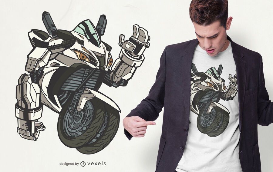 Diseño de camiseta de robot de motocicleta Diseño de camiseta de robot de motocicleta