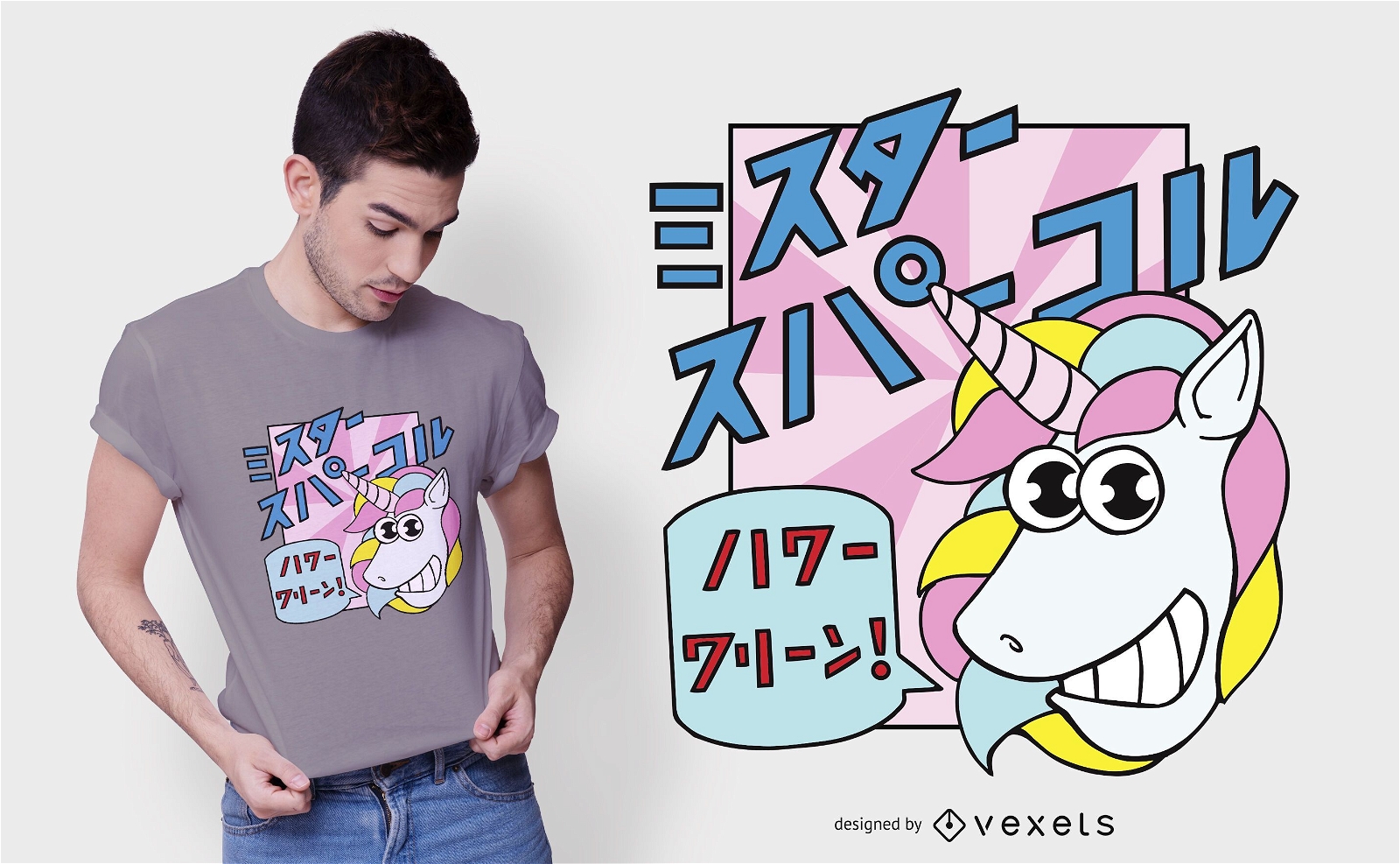 Design de camisetas de unicórnio japonês