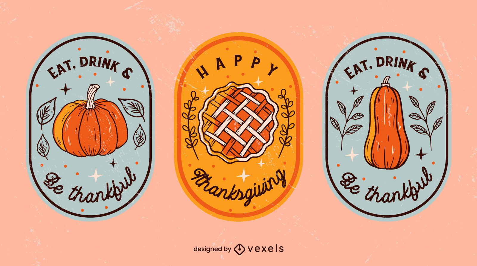 Thanksgiving Illustrated Badge Pack