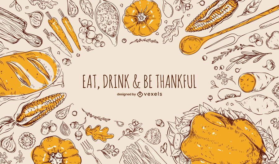 Diseño de fondo de alimentos de acción de gracias Diseño de fondo de alimentos de acción de gracias