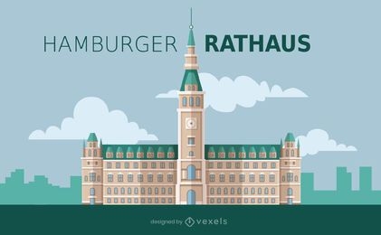 Hamburg Rathaus Flat Style Design