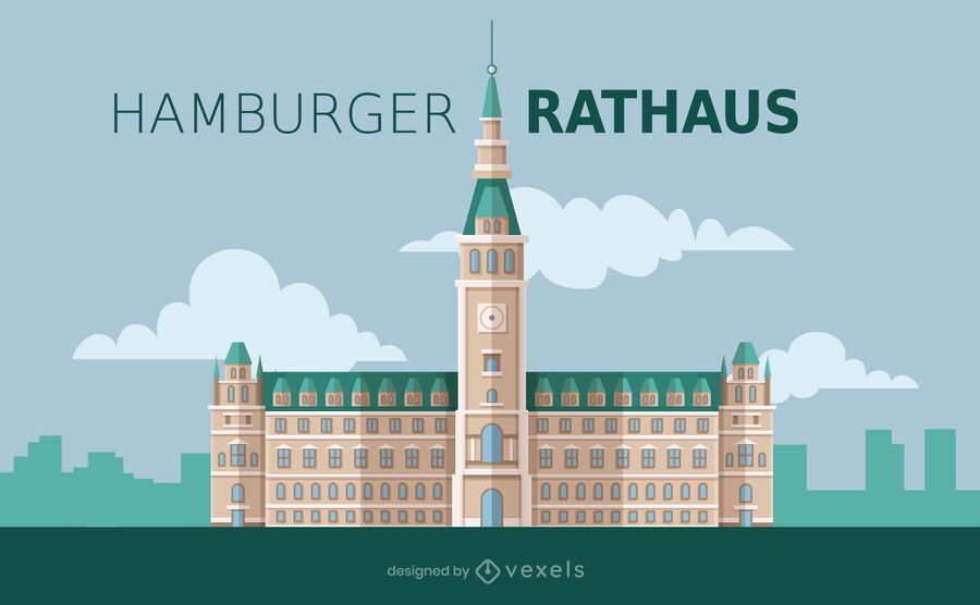 Diseño de estilo plano de Hamburgo Rathaus Diseño de estilo plano de Hamburgo Rathaus