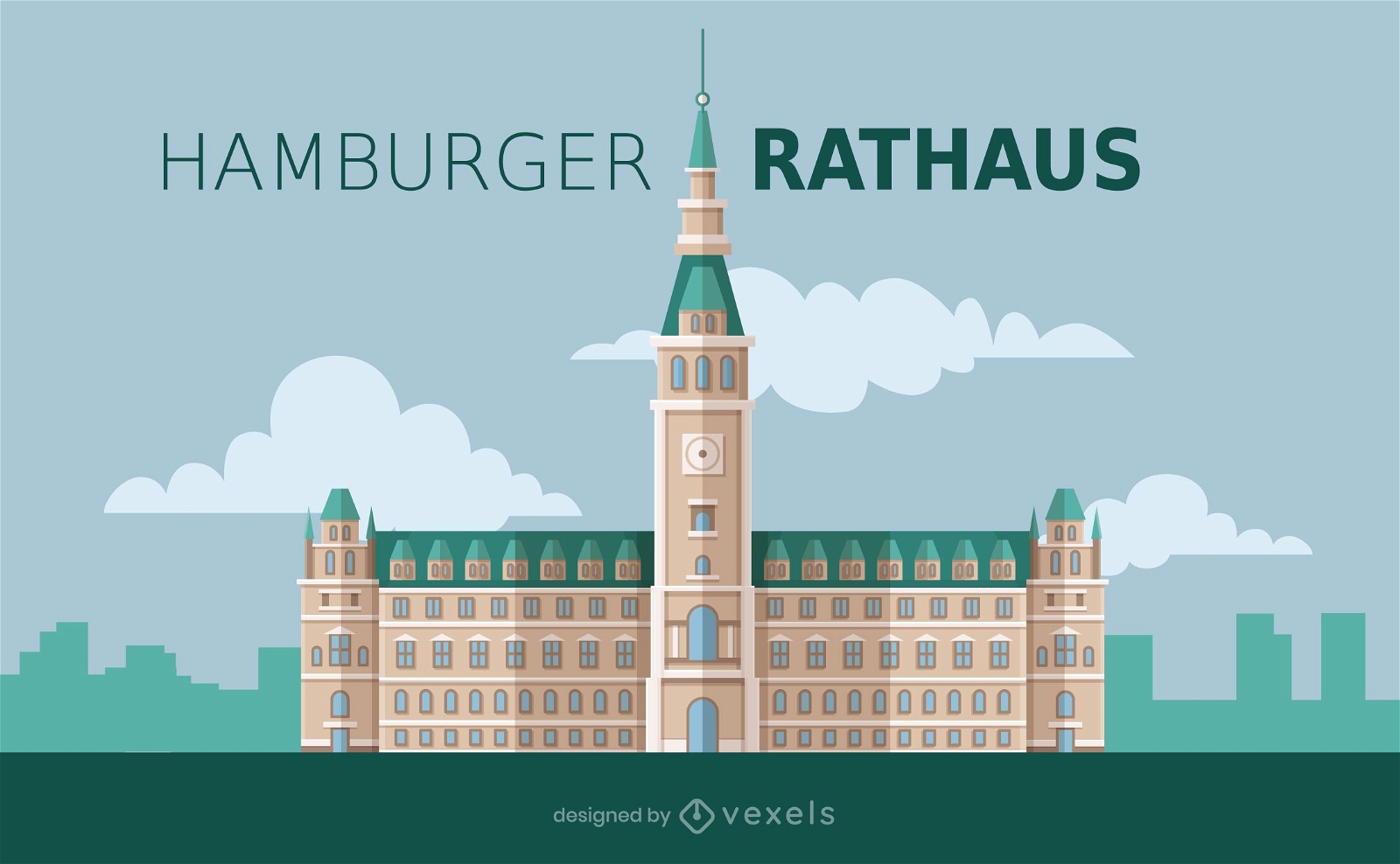Design de estilo plano Hamburg Rathaus