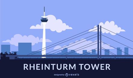 Diseño de estilo plano de la torre Rheinturm Diseño de estilo plano de la torre Rheinturm