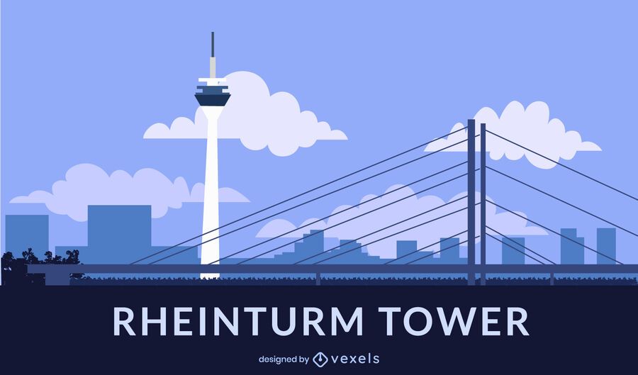 Diseño de estilo plano de la torre Rheinturm Diseño de estilo plano de la torre Rheinturm