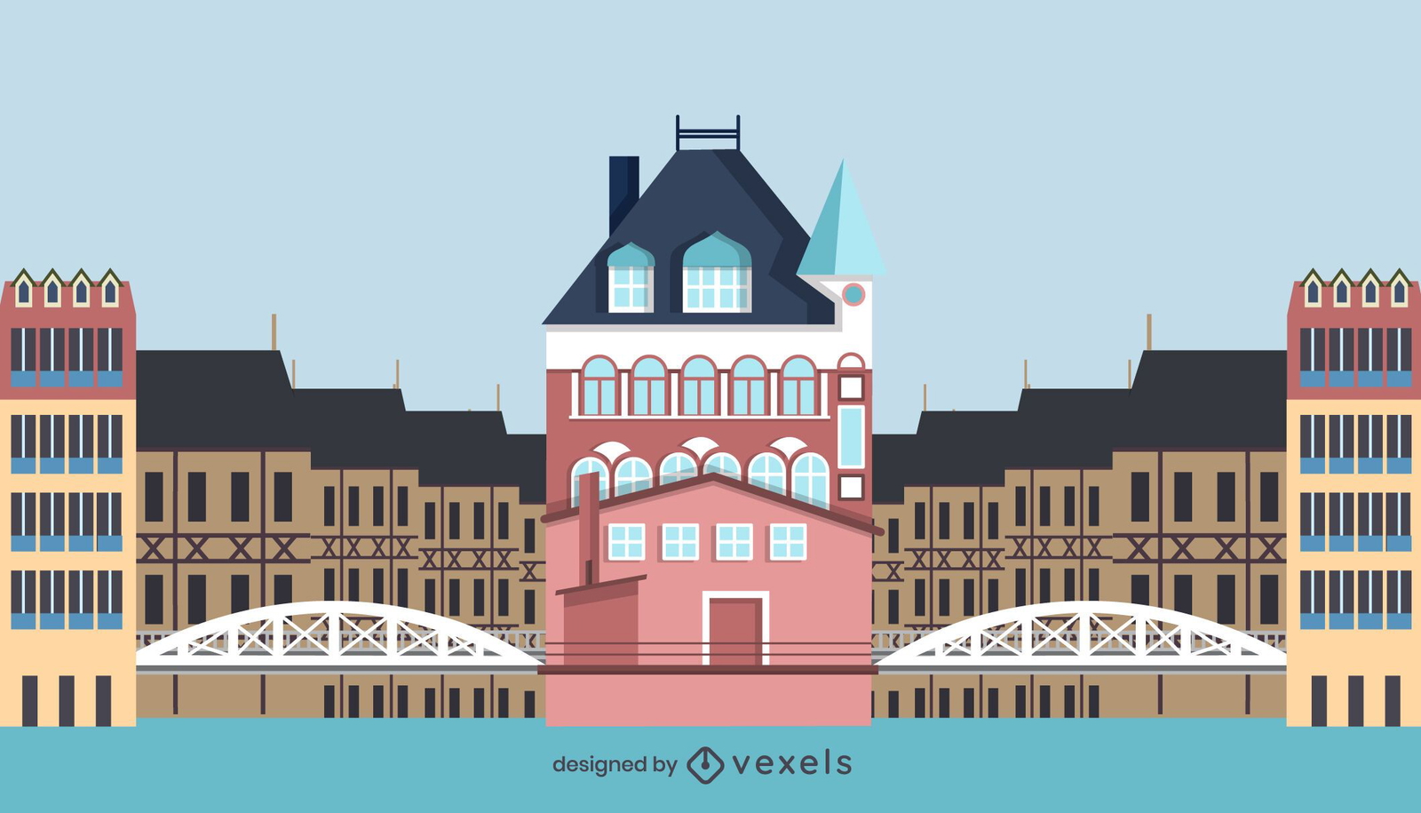 Flat Style Speicherstadt Building Design