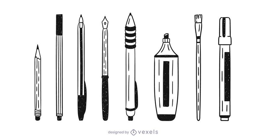 Writing supplies doodle set Writing supplies doodle set
