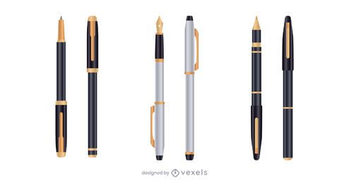 Silver gold realistic pen set Silver gold realistic pen set