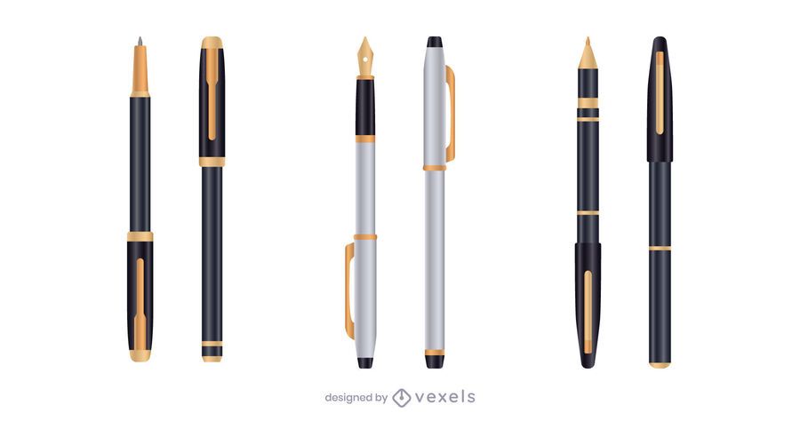 Silver gold realistic pen set Silver gold realistic pen set