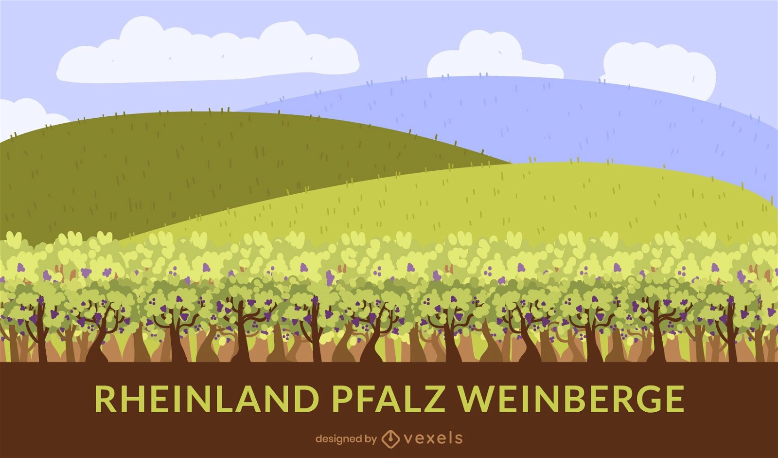 Diseño plano del viñedo Rheinland-Pfalz