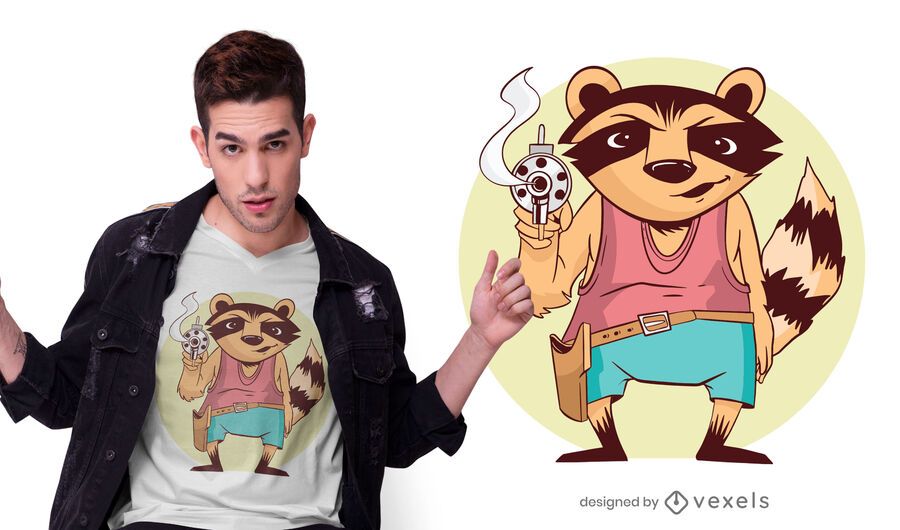 Gun raccoon t-shirt design Gun raccoon t-shirt design