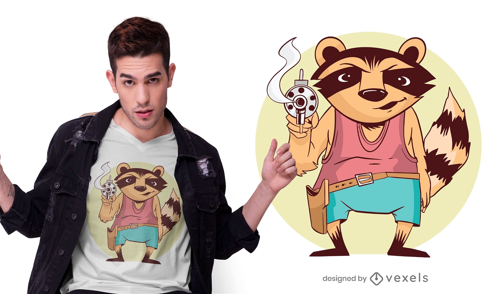 Gun raccoon t-shirt design