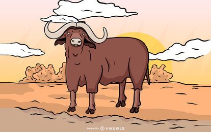 Desenho de ilustração de bisonte americano