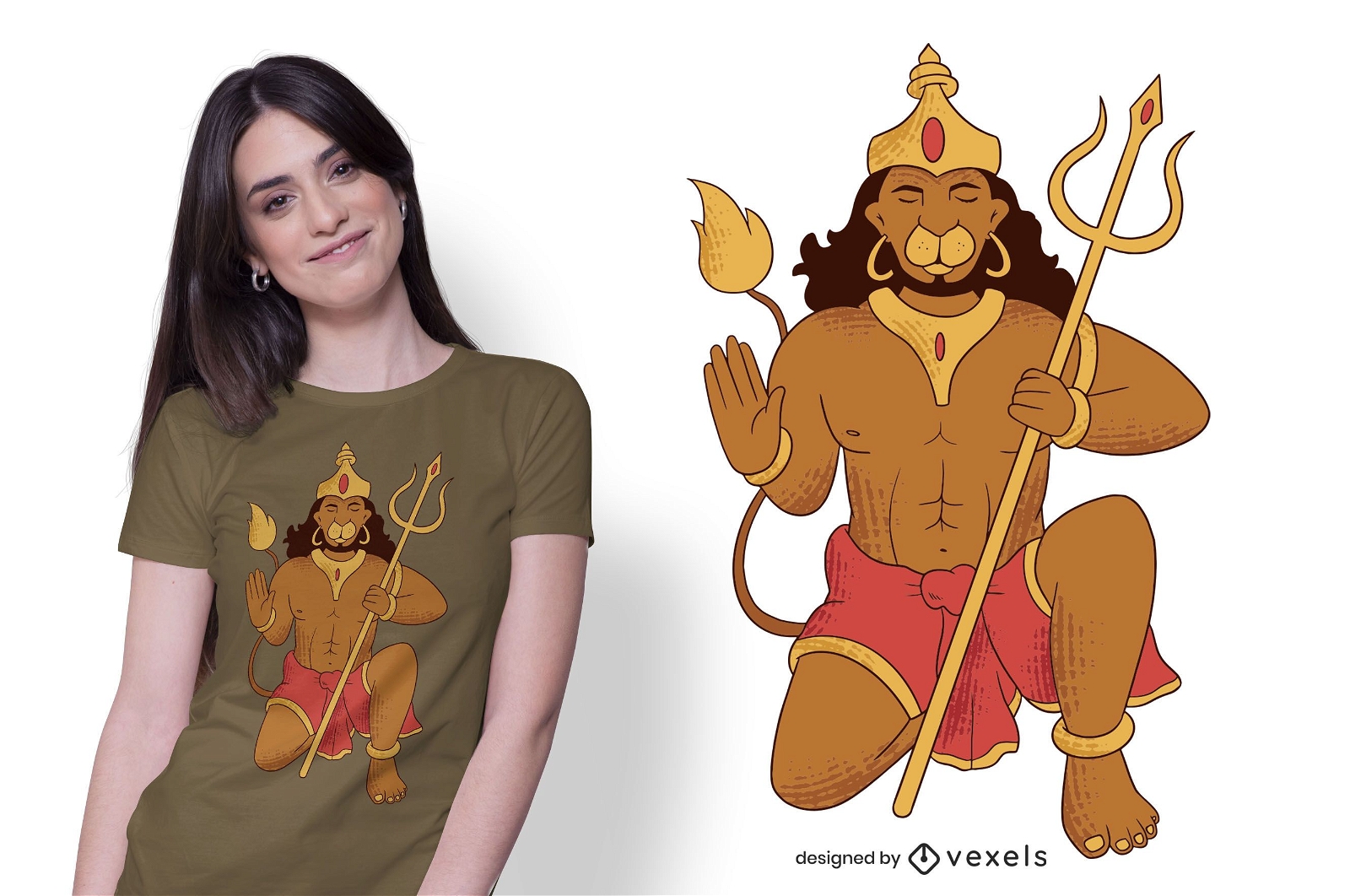 Design de t-shirt com ilustração do senhor Hanuman