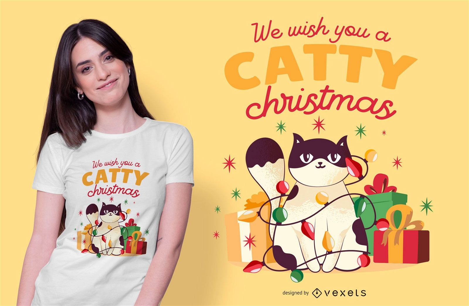 Catty Weihnachten T-Shirt Design