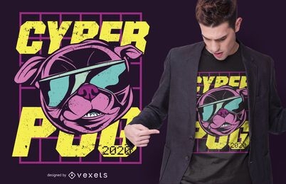 Diseño de camiseta cyber pug